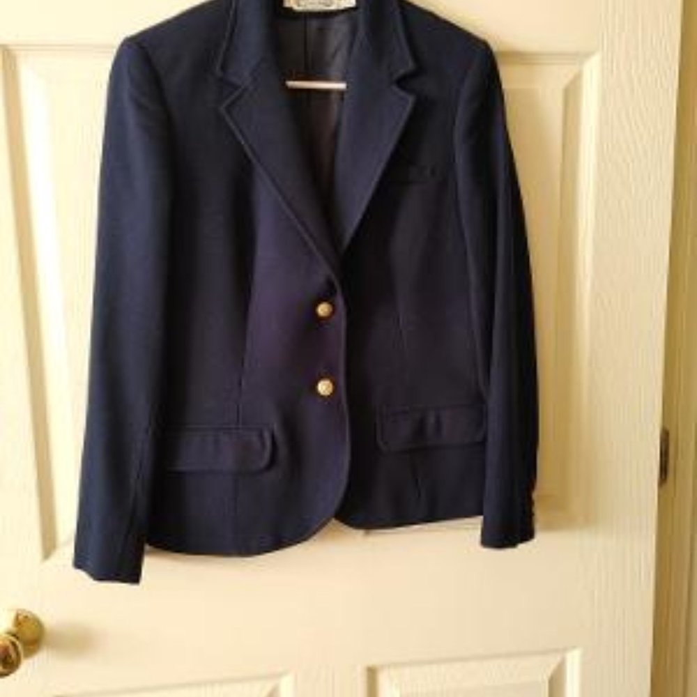 BLAZER_The Villager Vintage Navy Blue Wool Blazer Size 12